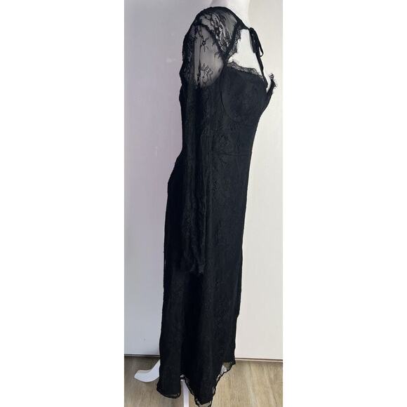 Lulu’s Desirably Dramatic Black Lace CutOut Size Large Event MIDI Dress NEW - Picture 6 of 15